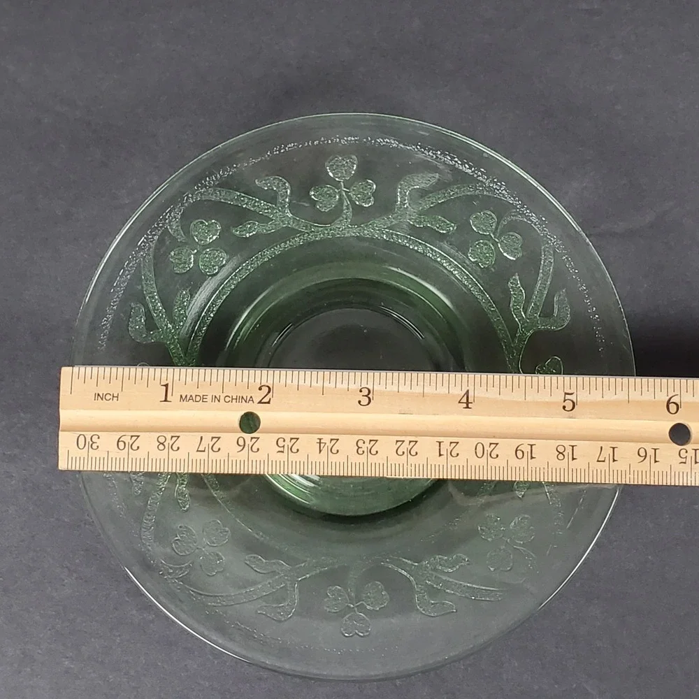 Hazel-Atlas Cloverleaf Green Uranium Depression Glass Tea Cup and Saucer Set